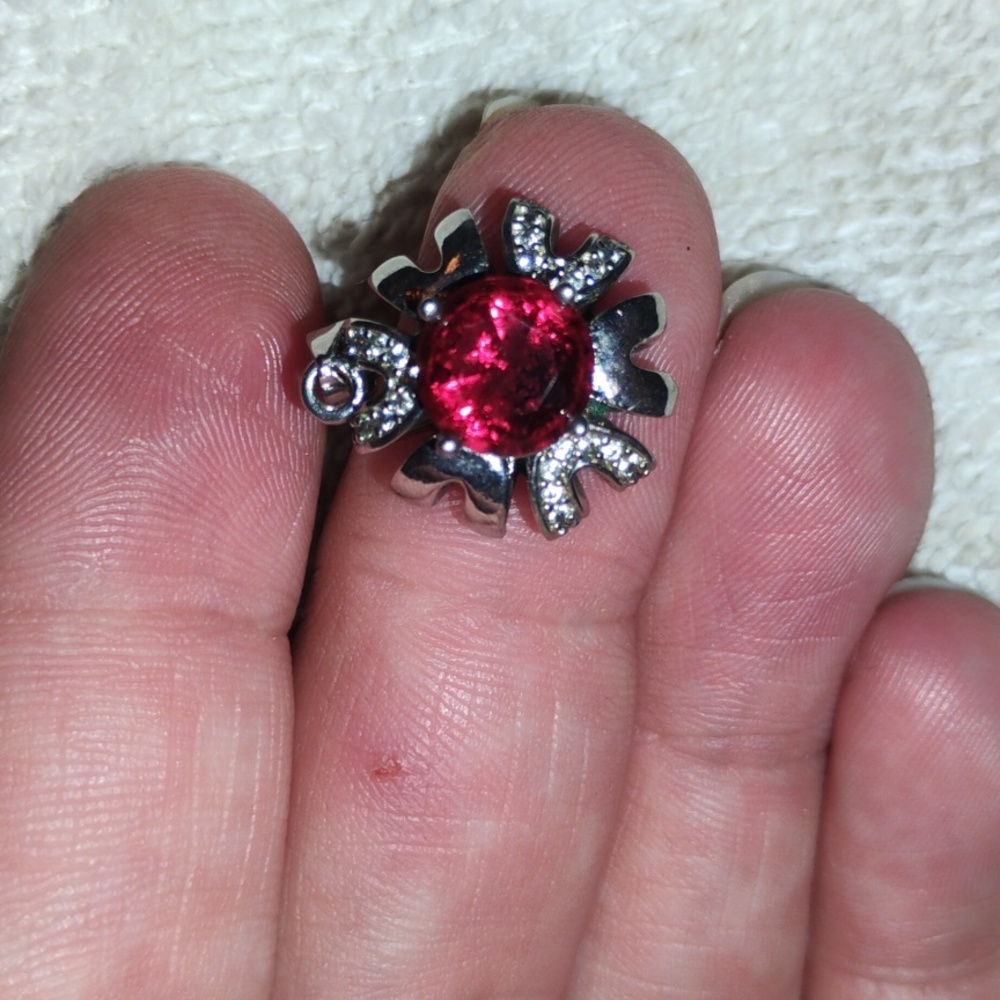 JIC pendant red stone ruby? Garnet?
